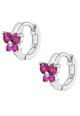 nice sterling silver butterfly pink cubic zirconia birthstone baby earrings